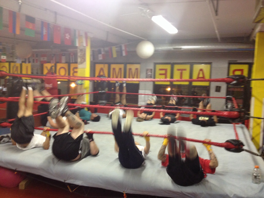 Group core work on the ring at Chicago Fight House